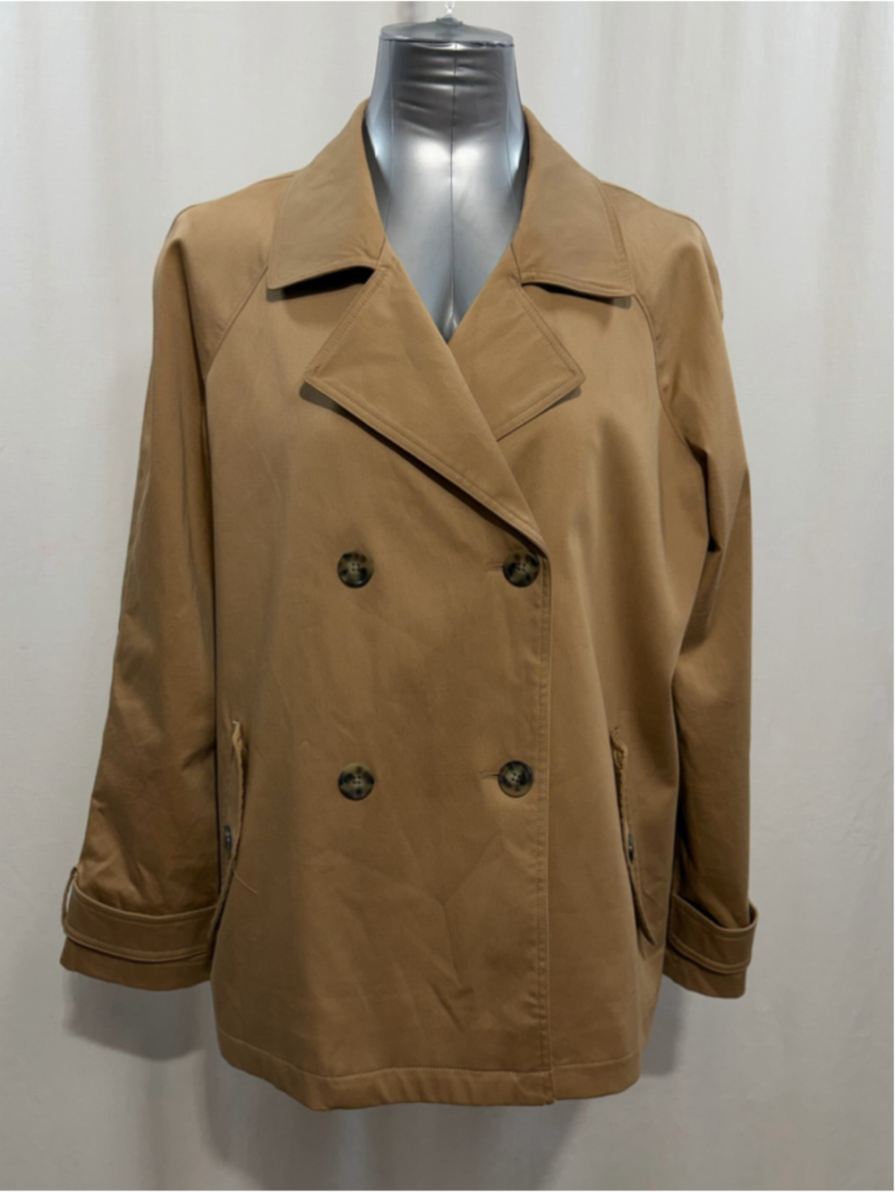 Jones Neutral Double Breasted Woman’s Peacoat Trench Blazer Tan Beige Size L - Picture 3 of 7